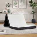 wOod-it Folding Mattress, 4 inch Tri-Fold Memory Foam Mattress Topper for Camping, Foldable Guest Bed, Portable Travel Mat with Washable Cover, 75"25"4", White (Small Single)