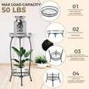 Kavlium Plant Stand Indoor OutdoorTall Black Metal Rustproof Stable Plant Stands2 Tier 27.1 inch Multiple Plant Rack Holder Rack Flower Pot Stand Heavy Duty Plant Shelf