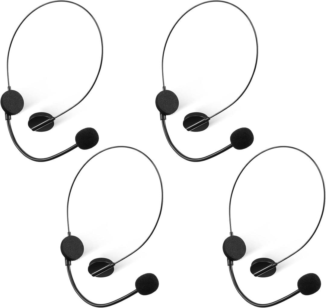 Zhanmai 4 Pcs Black Microphone Headset Headpiece 90's Costume Prop Headset Hippie Halloween Costume Accessories Makeup Props for Party Supplies