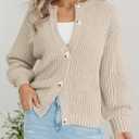 PRETTYGARDEN Women's Oversized Sweater Button Down Open Front Chunky Cardigan Sweaters for Women 2026 Fashion Outwear (Beige, Medium)