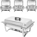 Chafing Dishes for Buffet [Set of 2/4] Stainless Steel Food Warmers for Parties 9QT Chafers and Buffet Warmers Sets Commercial Catering Chafers for Event Party (4 Pack with 7 food trays)