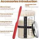 Potchen 2 Set Sourdough Bread Starter Kit 34oz Sourdough Starter Kit with Thermometer Scraper Cloth Cover and Lid Wide Mouth Sourough Bread Baking Supplies(Retro Style,Silver)
