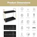 Forbena Black and Gold Bathroom Organizer Countertop, 2 Tier Counter Organizer for Bathroom Decor, Modern Sink Shelf Organizers for Vanity Storage, Make upTray for Makeup Bedroom, Black & Gold, Square edge & Different Sizes Trays