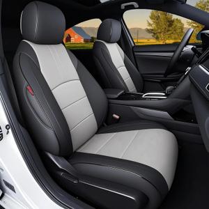 HKZ Custom Fit Civic Seat Covers for Honda Civic 2016 2017 2018 2019 2020 2021 Hatchback EX,Sport Touring,EX-L - 5-Seats Leather Full Set,Black+Grey