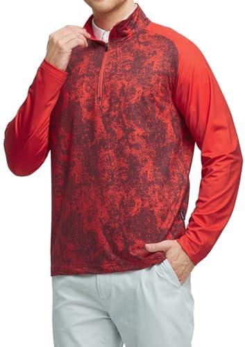 M MAELREG Quarter Zip Pullover Men Moisture Wicking Lightweight Sports Print Mock Neck Golf 1/4 Zip Pullover Mens Sweatshirt M