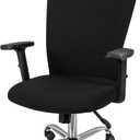 Lounsweer 3 Pieces Office Chair Cover Rolling Desk Chair Cover Gaming Covers Stretch Washable Protector Pets Slipcovers for Swivel Armchair Boss(Simple,Black)