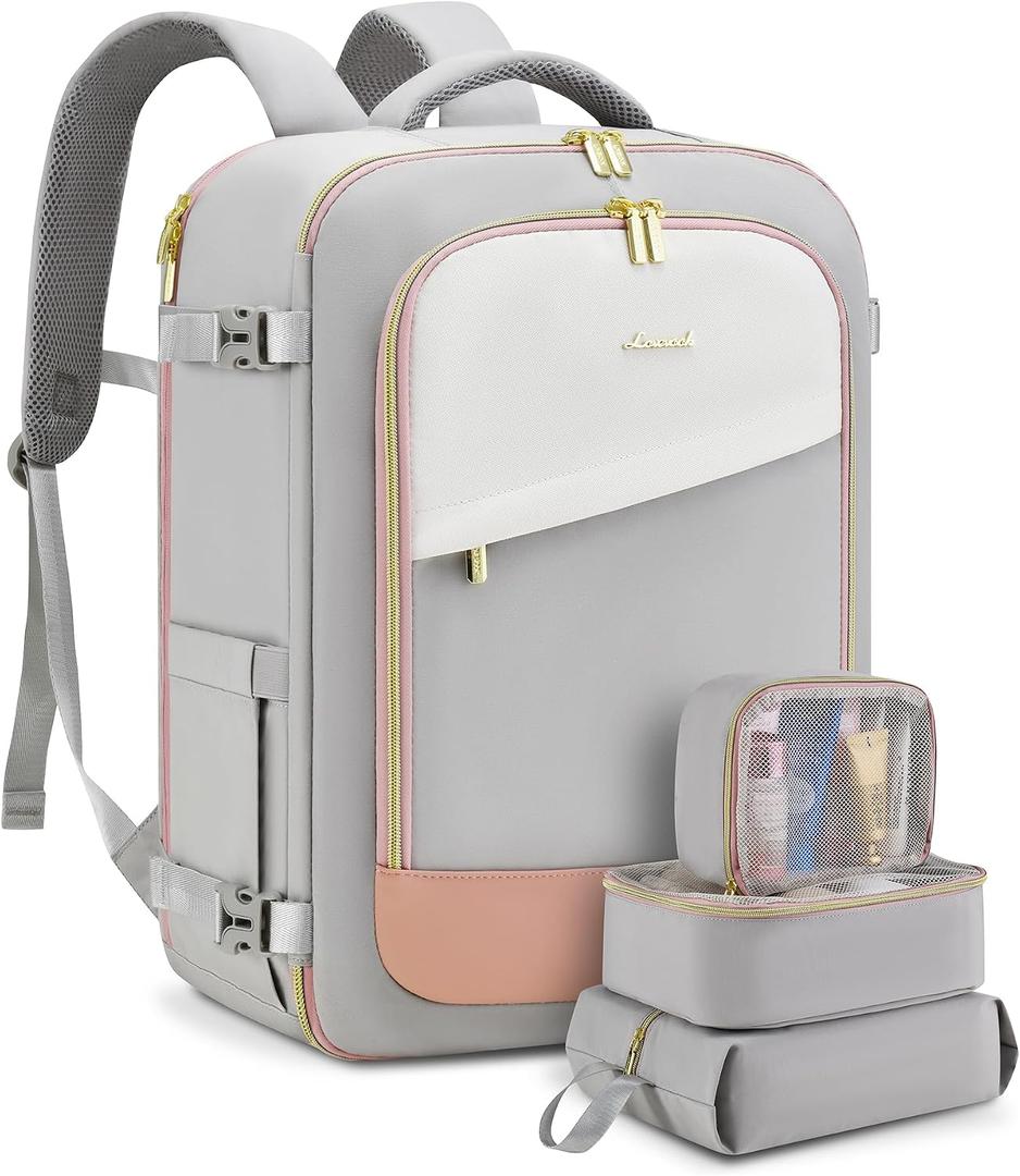 LOVEVOOK Travel Backpack for Women, 40L Carry On Backpack Flight Approved, Large Personal Item Bag Fits 17 inch Laptop, TSA Approved Luggage with 3 Packing Cubes,Waterproof Weekender Gym Essentials