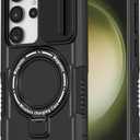 for Samsung Galaxy S23 Ultra Magnetic Case [Compatible with MagSafe] with Camera Cover & Magnetic Ring Kickstand, Military Grade Heavy Duty Case for Samsung S23 Ultra 6.8'', Black