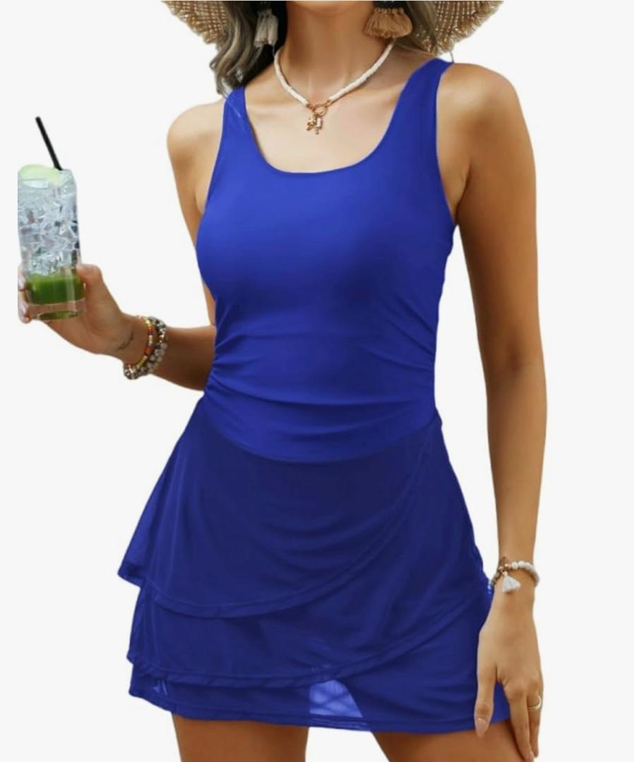 CiCiBird Women One Piece Tummy Control Swimsuit Modest Swim Dress Bathing Suit Skirt Swimwear, L