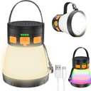 LED Camping Lantern, 1500 Lumens Camping Lantern Rechargeable with Solar Panel Charging, Waterproof, 8 Light Modes, 7500mAh Power Bank, Camping Flashlight for Hurricane Emergency, Hiking, Outdoor (Orange&Black)