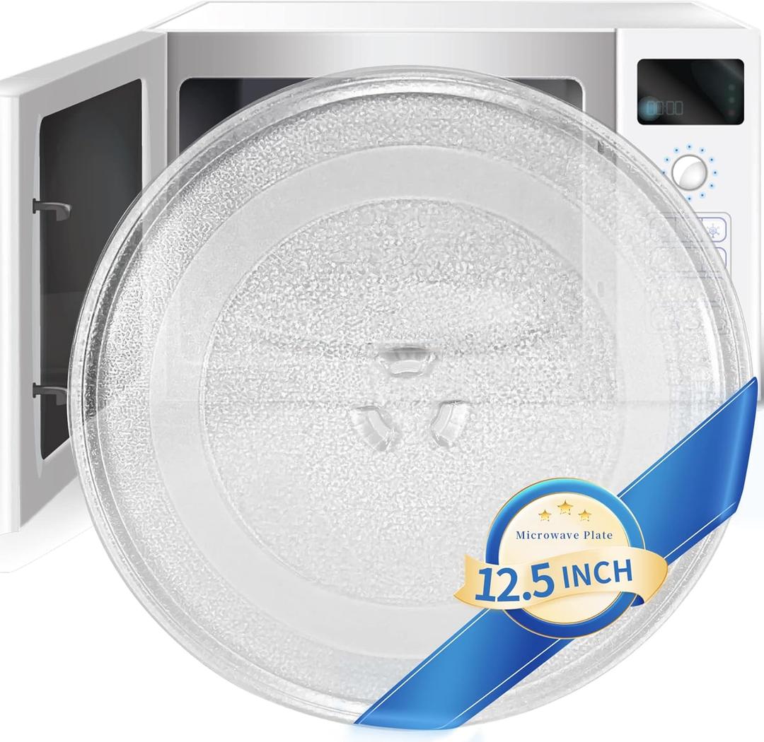 12.5" Microwave Plate Replacement 12 1/2 Inch Universal Microwave Glass Turntable Compatible with GE/Samsung/Panasonic/Maytag/Toshiba/Magic Chef/Daewoo/Amana/Oster and More