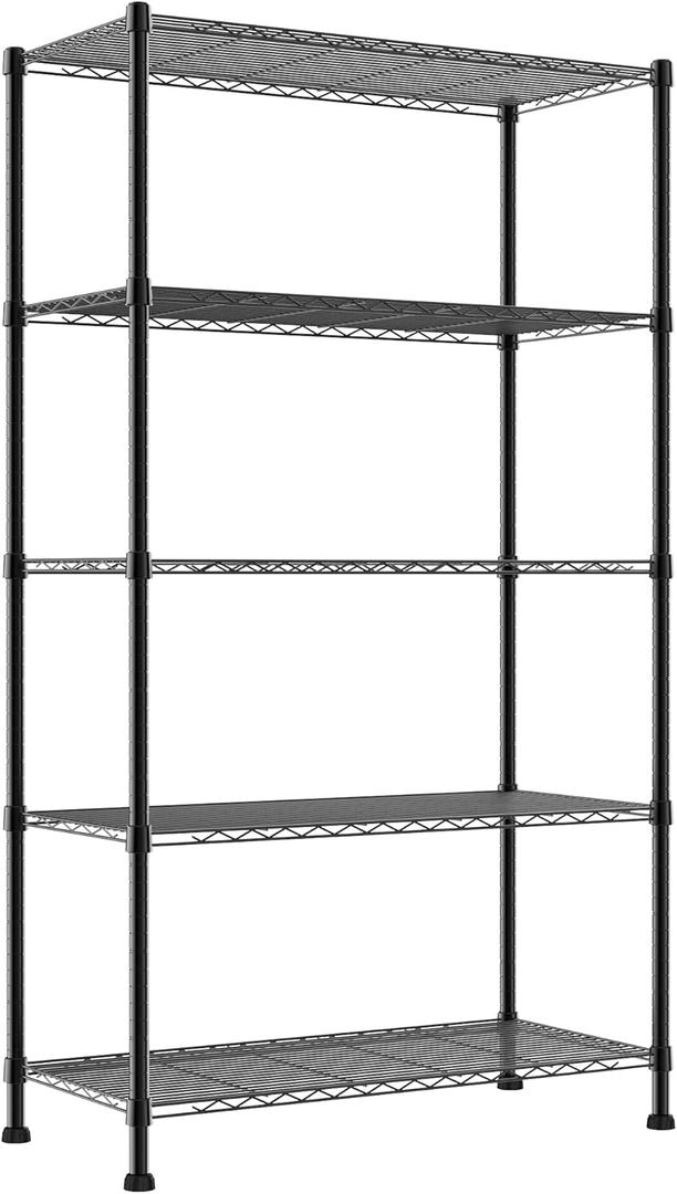 REGILLER 5-Wire Shelving Metal Storage Rack Adjustable Shelves,17.7" D35.4" W72.3" H Standing Storage Shelf Units for Laundry Bathroom Kitchen Pantry Closet (Black)