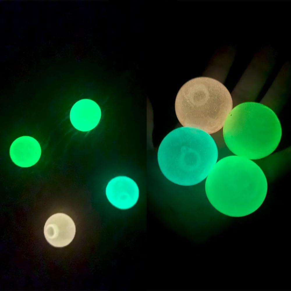 Neec 10 pcs Sticky Balls Fidget Toys, Sensory Squishy Ceiling Wall Lumi Balls Glow in The Dark, Bulk Sticky Glow Ball for Kids and Adults