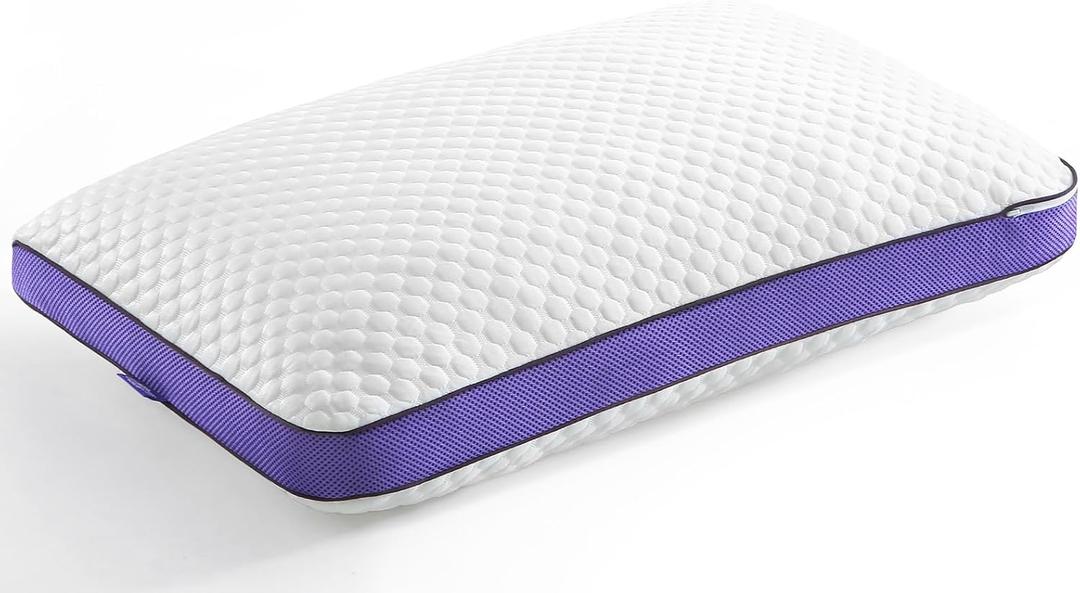 2 x BPC Shredded Memory Foam Pillow Queen Size, Cooling Bed Pillow for Sleeping, Adjustable Firm Soft Support for Side Back Stomach Sleepers, Hypoallergenic Removable Washable Cover, CertiPUR-US, 1 Pack