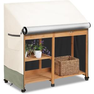 Outdoor Garden Potting Bench Table Cover with Split Zipper,Heavy 600D Duty Waterproof Anti-UV All Weather Protection,47" x 20" x 47" -Beige