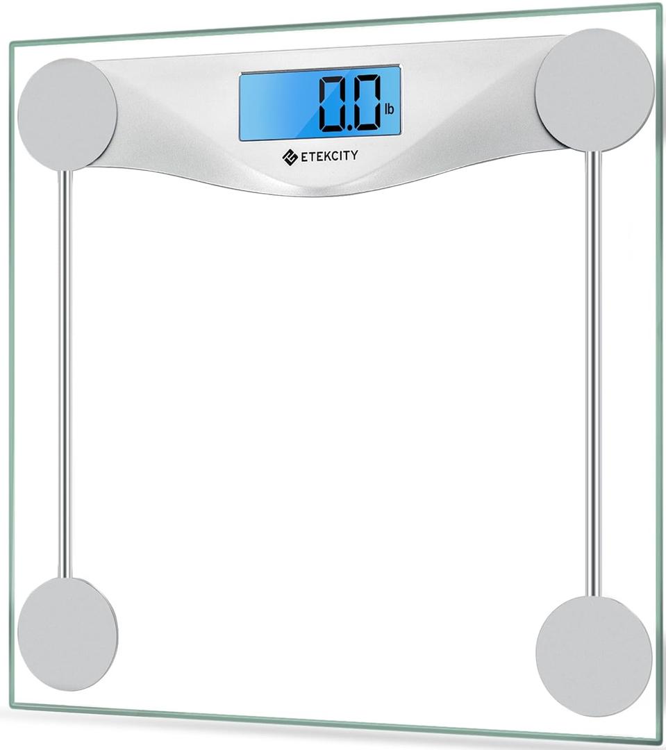 Etekcity Digital Body Weight Bathroom Scale, Large Blue LCD Backlight Display, High Precision Measurements,6mm Tempered Glass, 400 Pounds