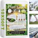 Plant Covers Freeze Protection, 10X50FT Reusable Thickened Winter Floating Row Covers, Frost Cloth Blanket Shade Cloth Garden Fabric Plant Cover for Raised Beds Vegetables Insect Winter Frost