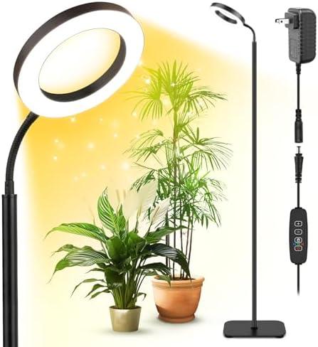Vsoke Grow Light for Indoor Plants, 20W Full Spectrum LED Plant Lamp with 63" Adjustable Height Stand, 150 LEDs Brighter Grow Lights with Auto Timer, 10 Dimmable Levels for Small to Tall Plants