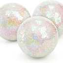 TOPZEA Set of 3 Decorative Balls, 4 Inch Glass Mosaic Orbs Sphere Bowl Fillers, Coffee Table Centerpiece Ball Ornaments for Living Room, Christmas, Holiday Party, White Home Decor