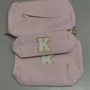 Personalized Monogram Makeup Bag, 3PCS Custom Monogrammed Toiletry Cosmetic Bag for 6-18 Teen Girls Women,Birthday Graduation Gifts Initial Pouch Makeup Bags for Women Girls, Make Up Bag (K, Pink)