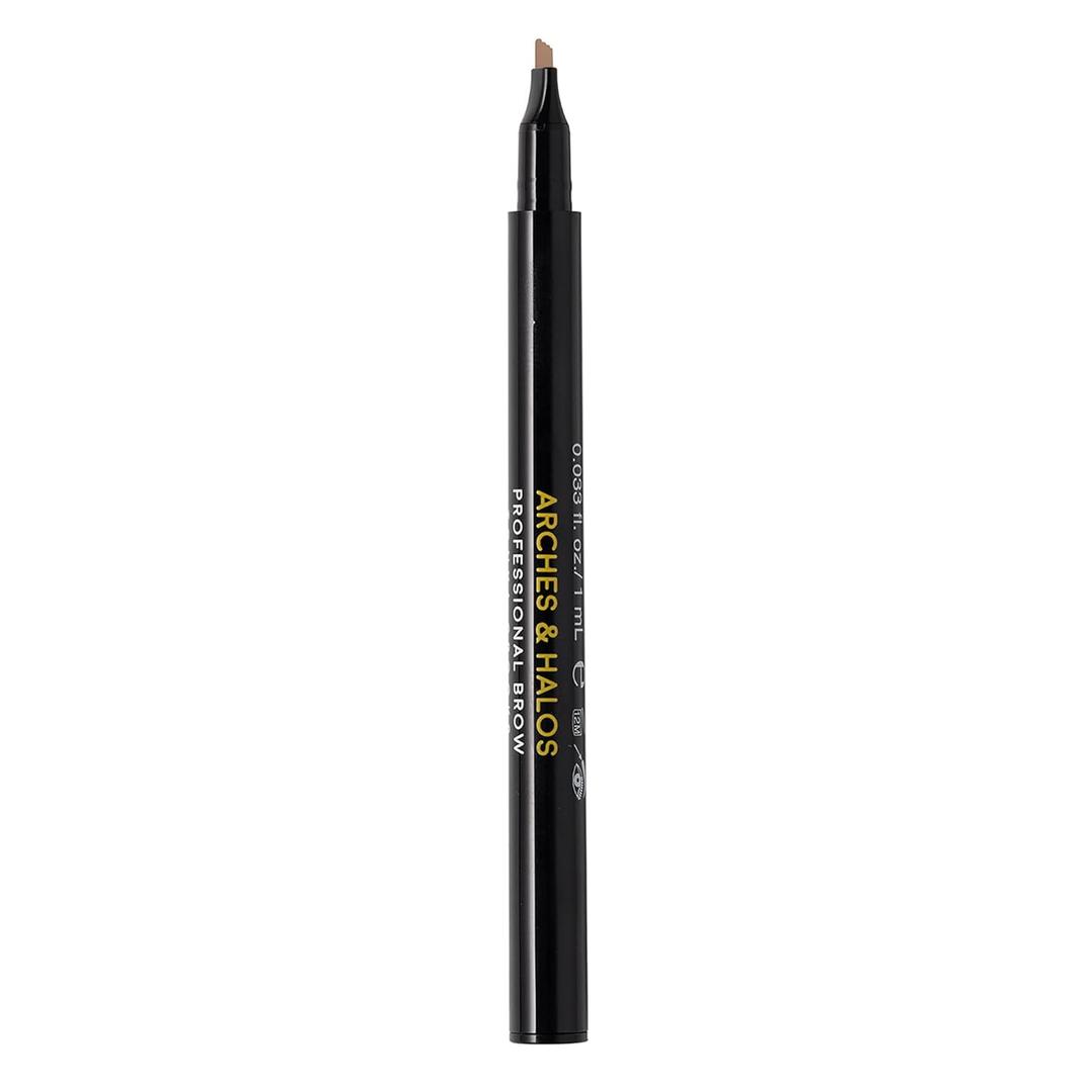 Arches & Halos Microblading Brow Shaping Pen - Fuller, More Defined Brow - Long-lasting, Smudge Resistant, Rich Color - Vegan and Cruelty Free Makeup - Warm Brown - 0.033 fl oz