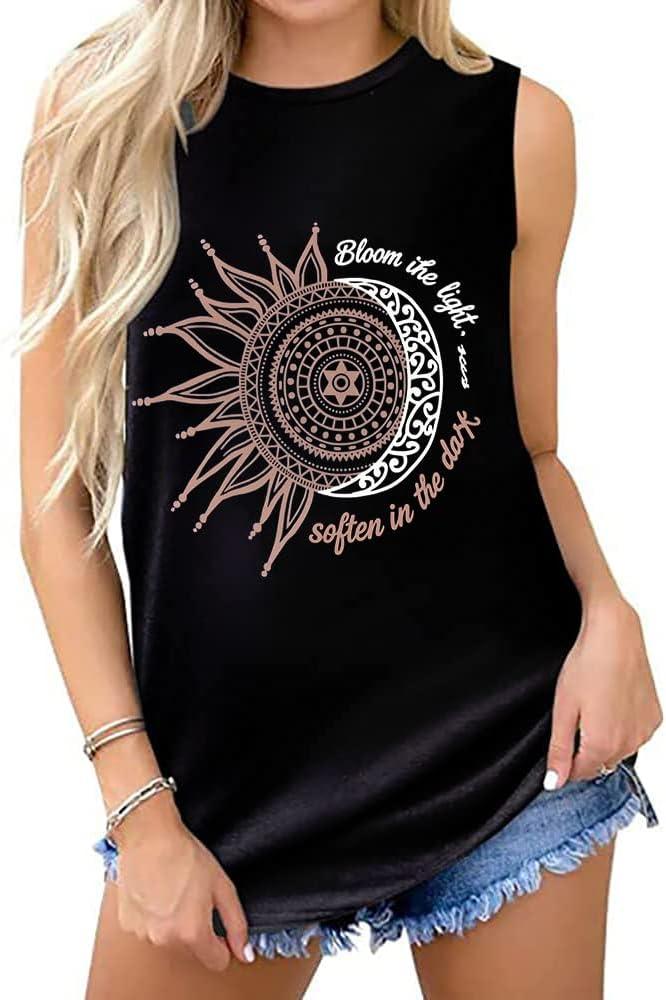 Womens Tank Tops Summer T Shirts Sleeveless Casual Loose Tunic Blouses 2026 (Black, XXL)