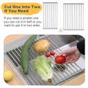 Sayehuanye Roll Up Dish Drying Rack, 17.7" x 11.8" Over The Sink Dish Drying Rack, Kitchen Dish Rack Foldable Dish Drainer, Stainless Steel Dish Drying Rack for Kitchen Sink Counter Storage (Grey)