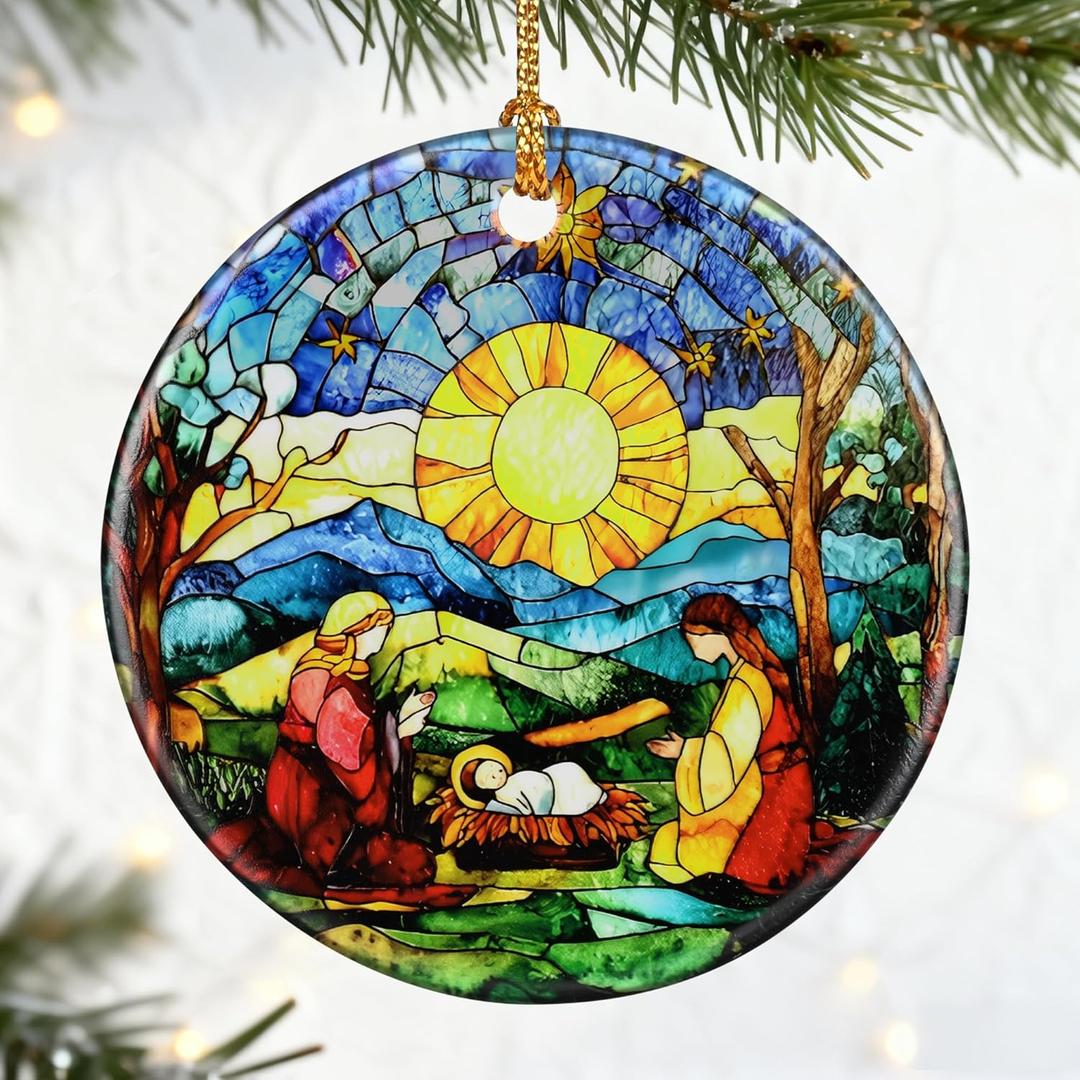 Christian Gifts: Nativity Scene Christmas Ornaments (Christian Christmas Decorations) | Religious Holiday Decor, Holy Family Ornament, Religious Gifts, Baptism Gift & Xmas Gift