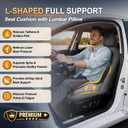 Allaboutsla Memory Foam Car Seat Cushion with Lumbar Support, L-Shaped Ergonomic Design for Long Driving, Pressure-Relief Comfort for Car, SUV, Semi Truck & Office Chair
