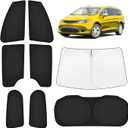 KUST Car Window Shades for Chrysler Pacifica 2017-2025 2026 Windshield Sun Shade Side Window Cover UV Block Privacy Protection Pacifica Accessories for Camping Blackout Rear Back Full Set 8PCS