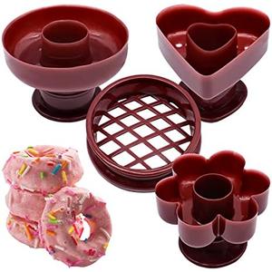 4 Pack Donut Maker Cutter, Creative Reusable Non-stick Doughnut Molds, Fondant Cake Bread Dessert Bakery Mould, Biscuit Stamp Mould, Home Kitchen DIY Baking Tool