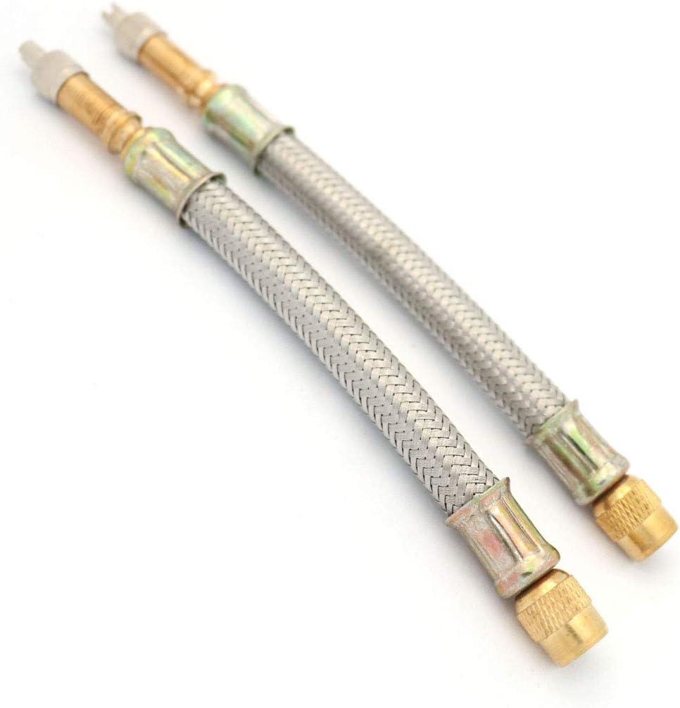 FainWan 2PCS 6"/152mm Flexible Tyre Valve Stem Extension Adaptors Stainless Steel Dual Tire Extenders for Motorcycle Bike Car Truck Scooter RV Trailer Vehicle