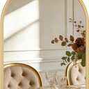 Large Arched Gold Bow Mirror, 36"x24" Vintage Arch Metal Frame Mirror