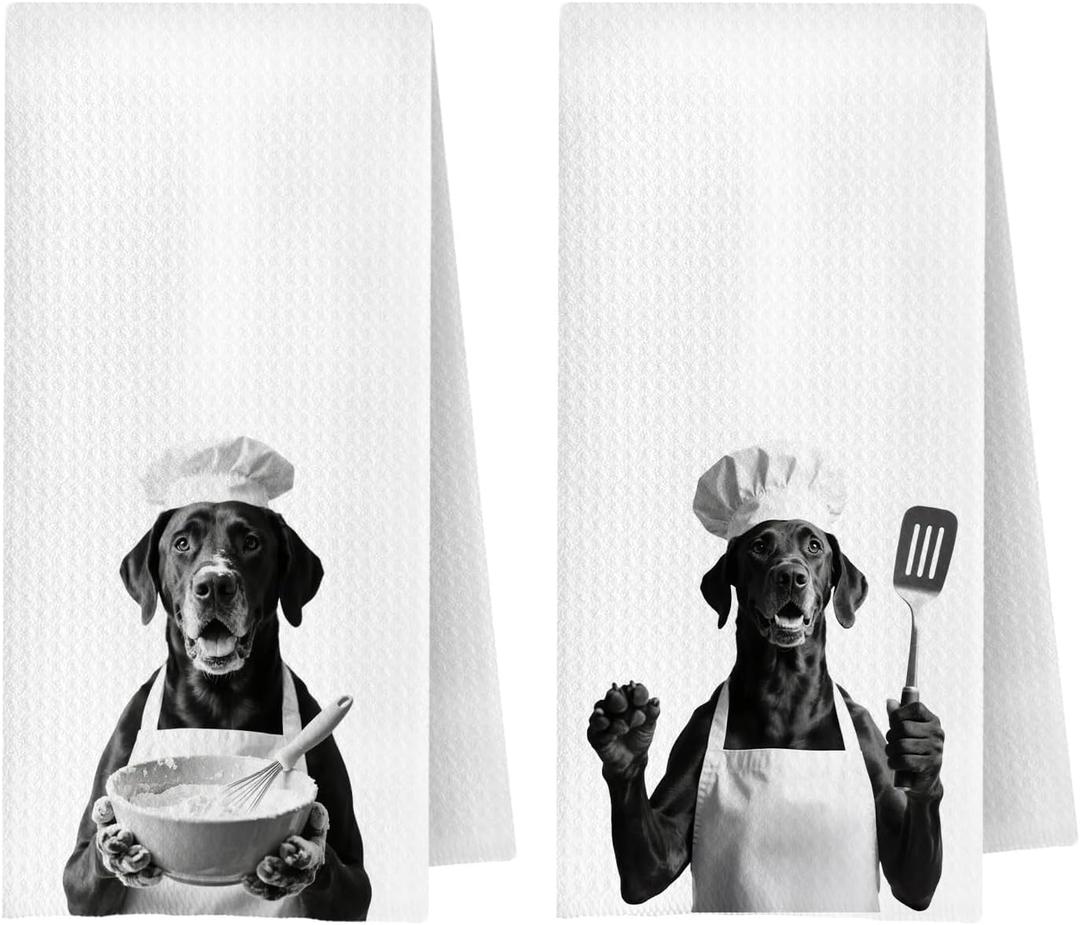 Funny Great Dane Dog Kitchen Towels,Great Dane Hand Tea Towels for Bathroom Kitchen,Dog Gifts for Women Decorative Hand Towels, 16x24 Inch, Set of 2