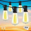 100FT Outdoor String Lights, Patio Lights for Outside with 32+2 Shatterproof ST38 Edison Bulbs, Dimmable Waterproof Backyard Hanging Lights Connectable for Balcony Porch Deck (Warm White) (100FT with 10FT Cord (32 Bulbs))