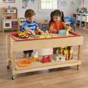 Wood Designs Sand and Water Sensory Play Table, Drainable Plastic Tub with Lid, Sturdy Birch Plywood Built for Kids, Daycare, Classroom 46" W x 17" D