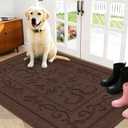 FONEYI Indoor Door Mat 32" x 48", Dirt Trapper Door Mats Non-Slip Entryway Rugs Washable, Absorbent Resist Dirt Welcome Mat, Low Profile Inside Floor Mats for Front Back Door and Entryway, Coffee