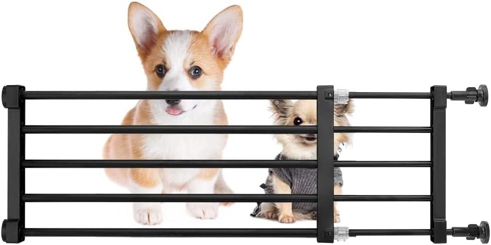 Short Dog Gate Expandable Dog Gate 22"-39.37" to Step Over,Pressure Mount Small Pet Gate,Low Pet Gate-Adjustable,Puppy Gate Indoor for Doorway,Stairs (Black, S(9.4''H))