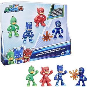 PJ Masks Night Time Mission Glow-in-The-Dark Action Figure Set, Preschool Toy for Kids Ages 3 and Up, 4 Figures and 1 Accessory