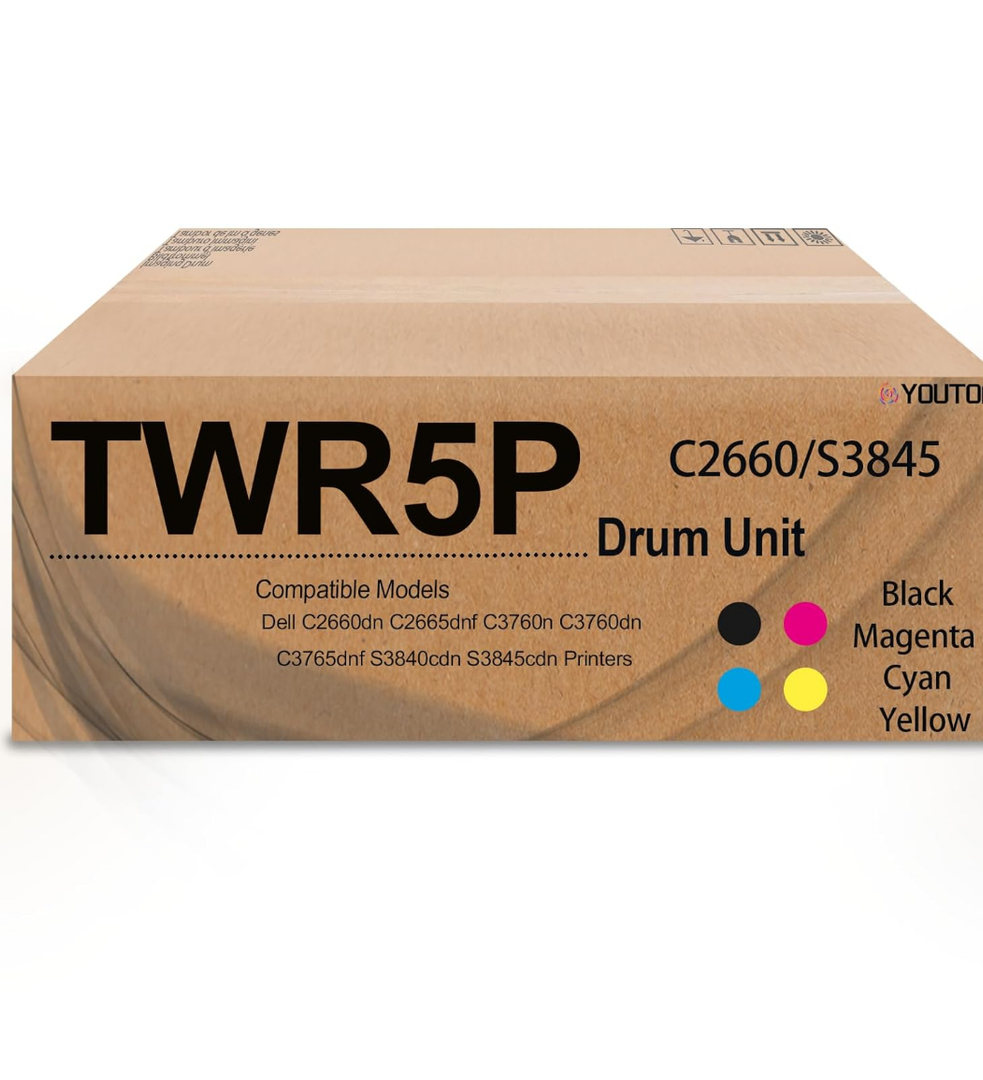 TWR5P C/M/Y/K Imaging Drum Cartridge Replacement for C2660 S3845 S3840 331-8434 Drum Unit Compatible for Dell C2660dn C2665dnf C3760n C3760dn C3765dnf S3840cdn S3845cdn Printer