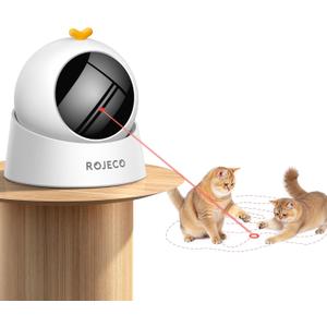 ROJECO Auto Laser Cat Toy - Random Motion Track, Magnetic 360 Base, Run Quiet,Rechargeable with 1000mAh Battery, Auto Sleep & 3 Speed Modes, Safe for Cats,Interactive Cat Gifts Toys for Bored Indoor (White)