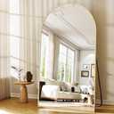 Easly 46"x76" Arched Full-Length Mirror, Oversized Floor Mirror with Stand, Freestanding or Wall-Mounted Full Body Mirror for Living Room, Bedroom, or Cloakroom, Gold
