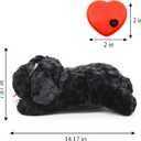 3T GROUP Puppy Stuffed Animal with Heartbeat Toy for Dog Heartbeat Toy Sleep Aid for Puppy Essentials Anxiety Toys Behavioral Training Relief Calming Plush Pillow (Black)
