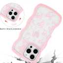 Aitipy for iPhone 13 Pro Max Case, Wavy Frame Cute Ribbon Bowknot Pattern Aesthetic Transparent Back Soft TPU Shockproof Phone Case for Women Girls, Pink