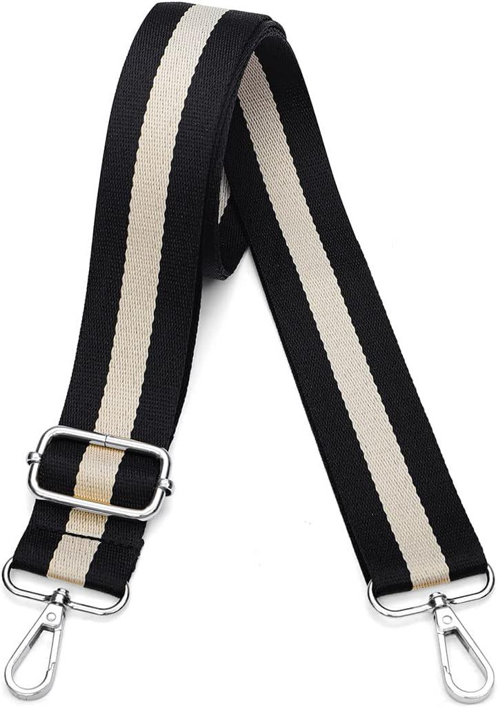 Lekesky Purse Strap Replacement Crossbody Purse Strap for Women (A: Black & Milk White (Silver Buckle))