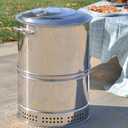 Large Portable Charcoal Grills, Stainless Charcoal BBQ Grill Barrel 360 Smokeless Outdoor Barbecue Grill for Travel, Outdoor Cooking and BBQ, Camping Grill Picnic Patio Backyard