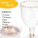 meekoo 50 Pcs 5.7oz / 170ml Disposable Plastic Wine Glasses, Gold Glitter Champagne Goblets Cocktail Cups for Weddings Birthday Bridal Shower Christmas Halloween Thanksgiving Party Outdoor Gatherings