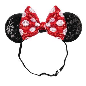 zhezesmila Adjustable Mouse Ears Headband Elastic Classic Sequin Polka Dot Ears for Baby Girls, Toddlers and Women