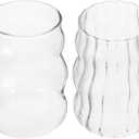 2pcs Clear Glass Cups Drinking Glassware for Cold Beverages for Parties Cocktails and Everyday Use for Special Occasions
