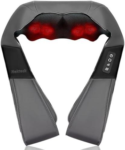 Shiatsu Neck and Back Massager with Soothing Heat, Nekteck Shoulder Massager for Pain Relief Deep Tissue, Electric 3D Kneading Massage Tools for Leg Body Muscle, FSA HSA Eligible, Corded Power
